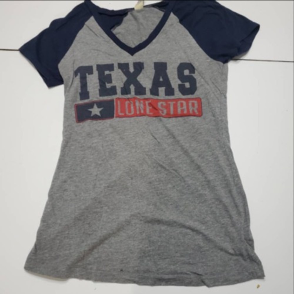 Texas Lone Star Kavio Womens T-Shirt Gray Heathered Raglan Sleeve V Neck Tee S